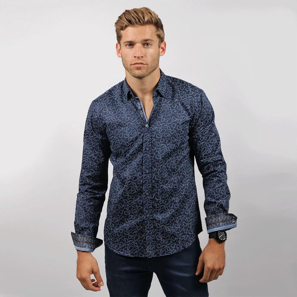 NEW EIGHT X paisley button down shirt in navy